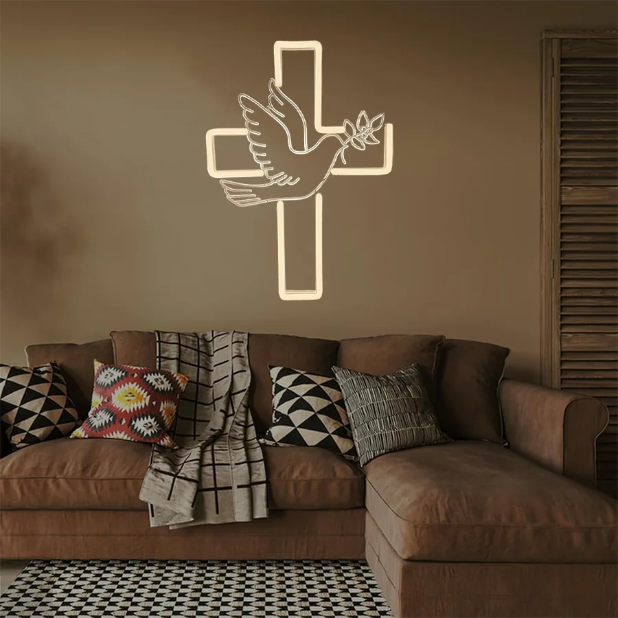 neon cross sign for wall