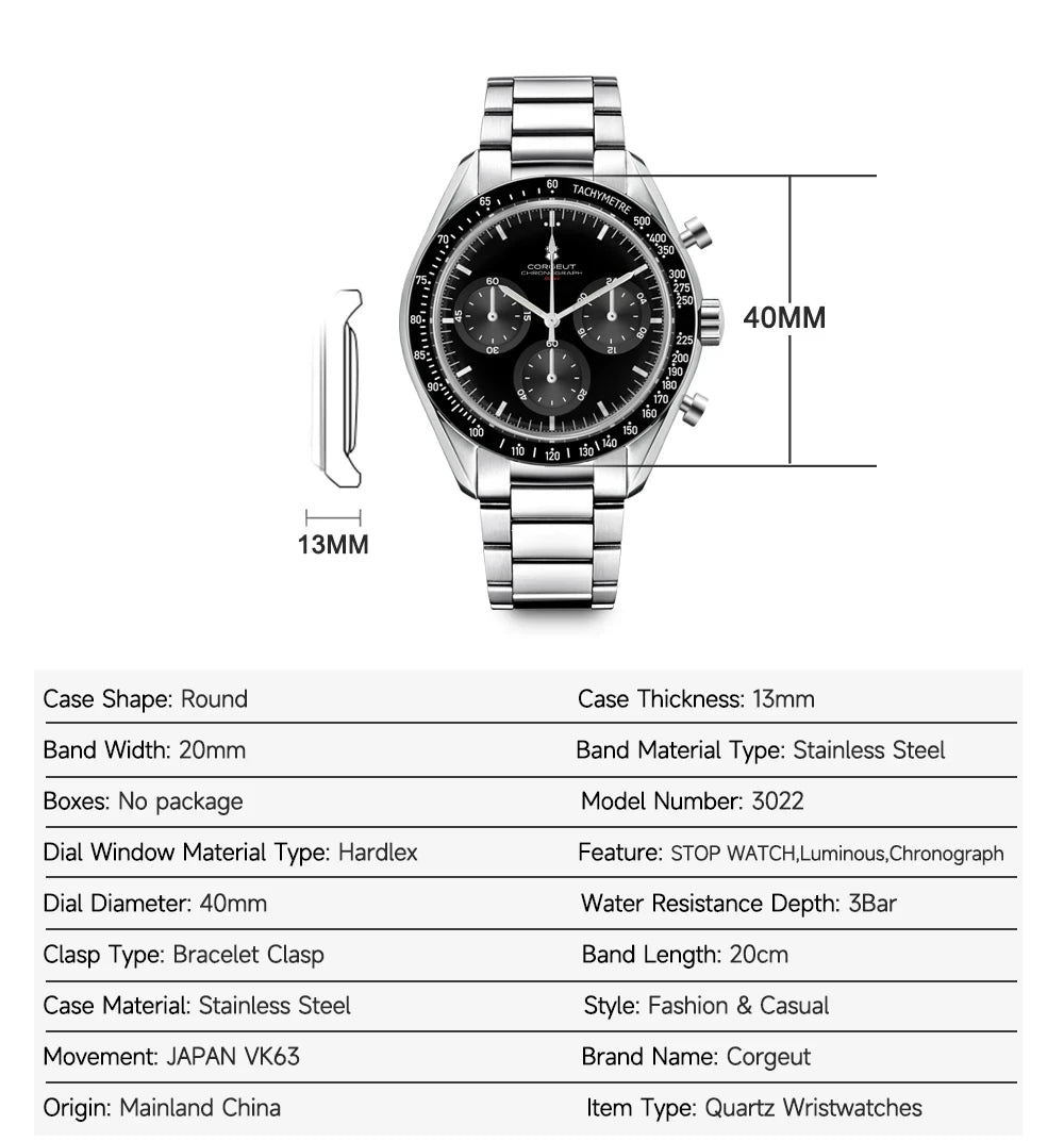 Mens Quality Luxury Quartz watch